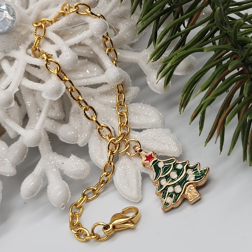 ❤️ Minimalist Jewelry Gold Bracelet Christmas Tree star Pendant For Gift